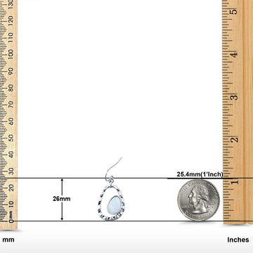 Drop Dangle Earrings Lab Created White Opal 925 Sterling Silver (26mm)